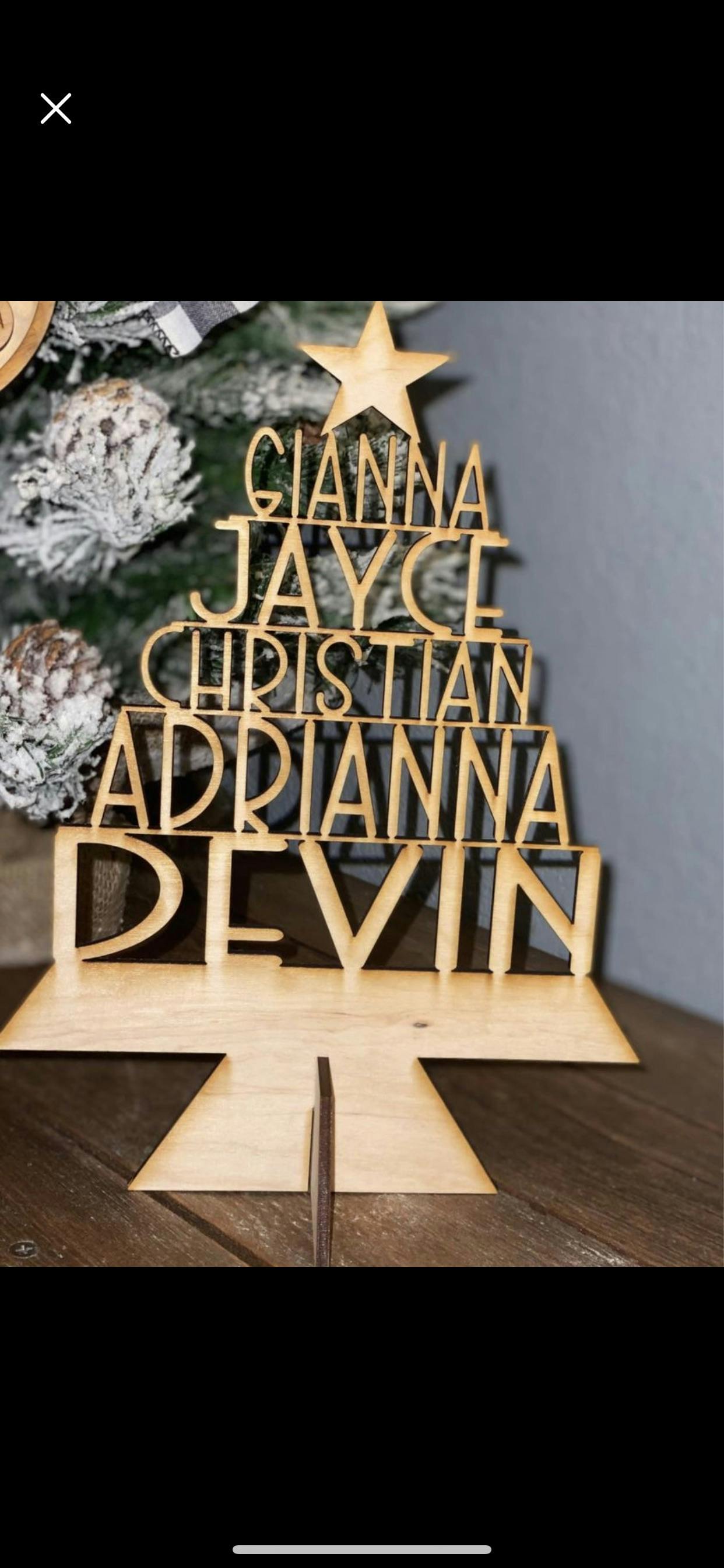 Wooden Christmas Tree with Family Names