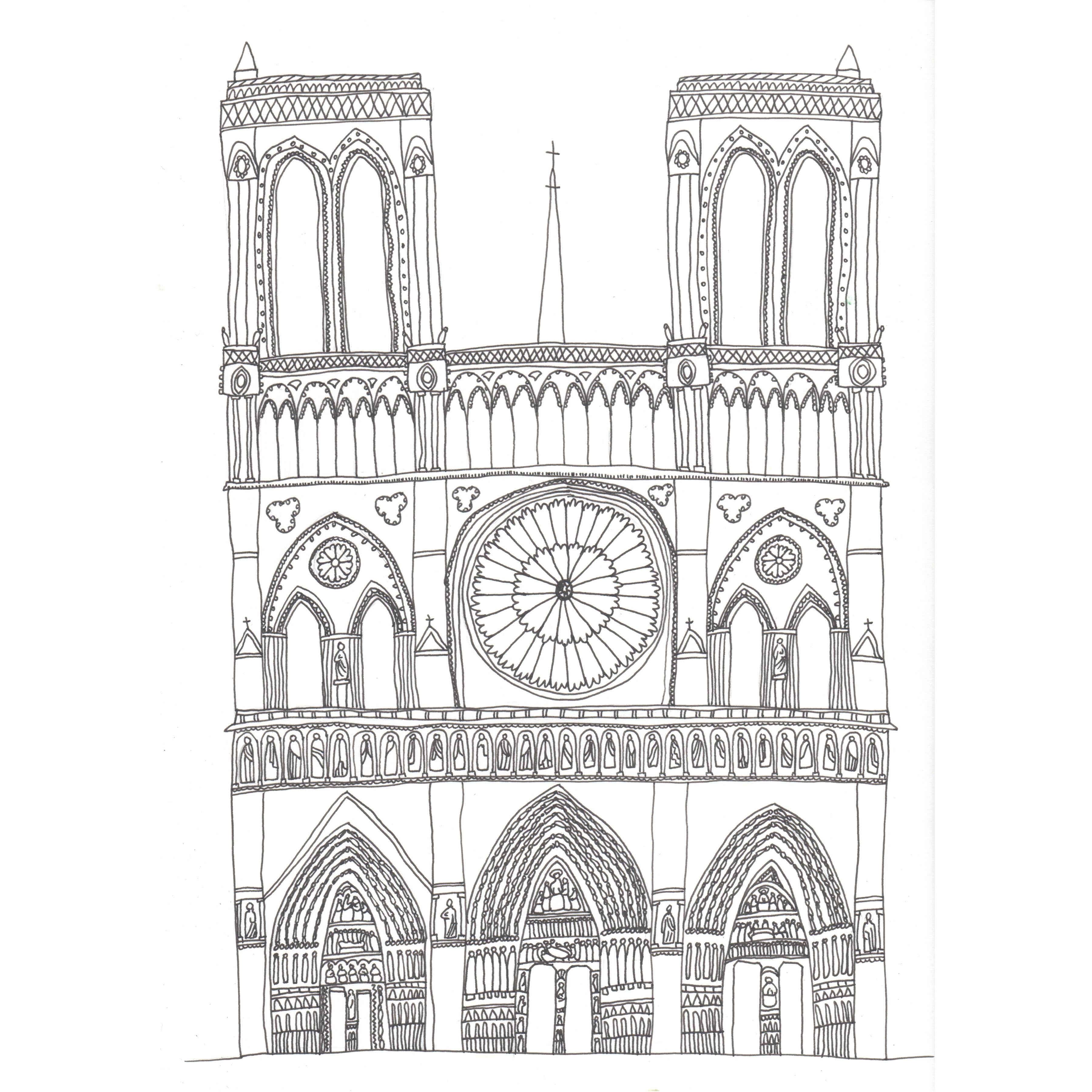 Notre Dame Pen & Ink Print