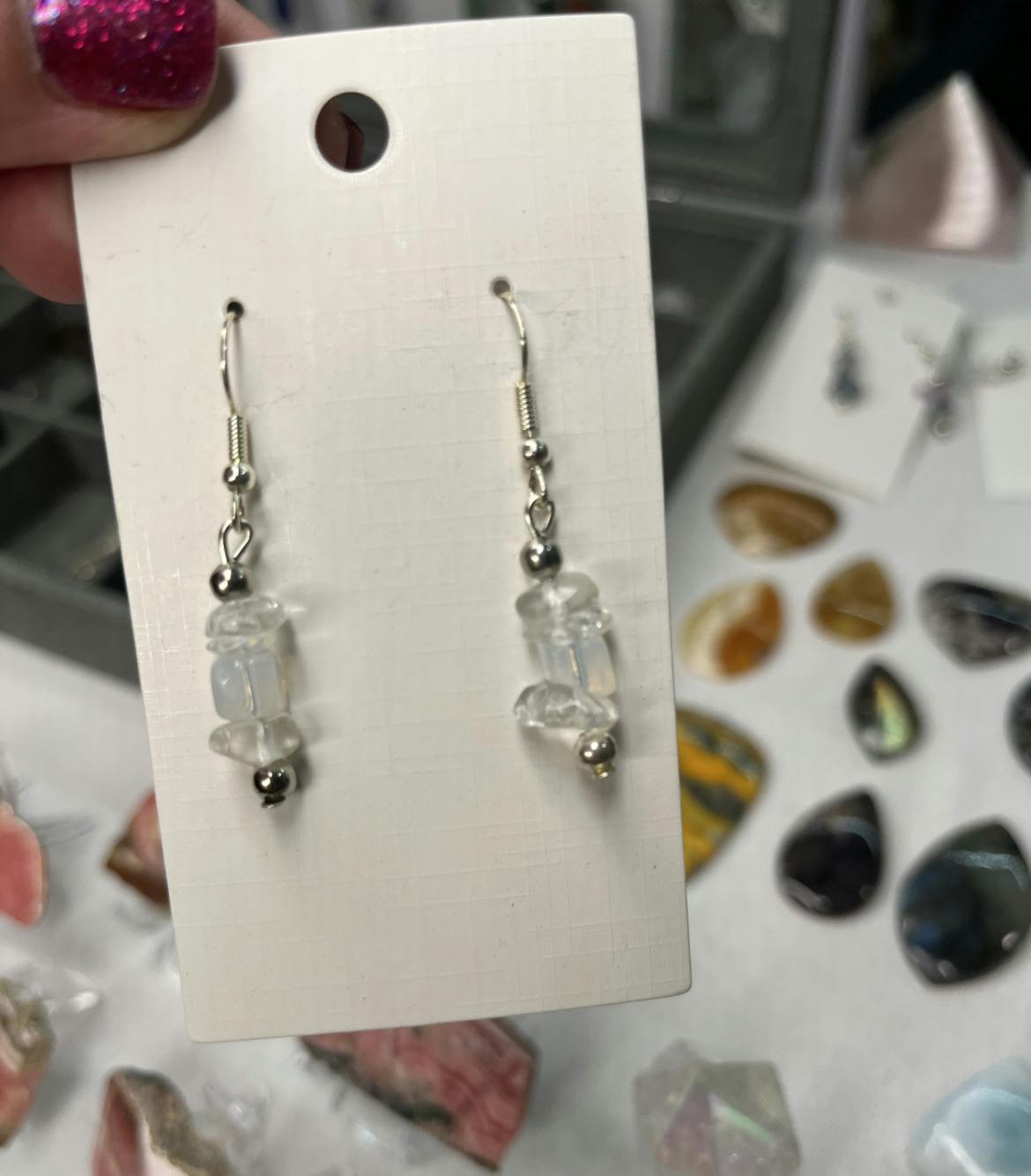 Moonstone Chip Dangle earrings 