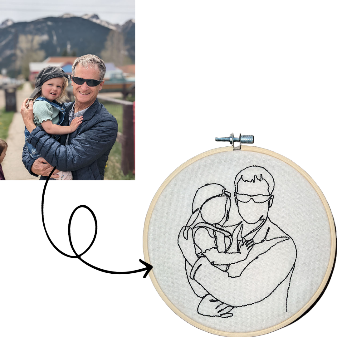 Custom line drawing embroidery