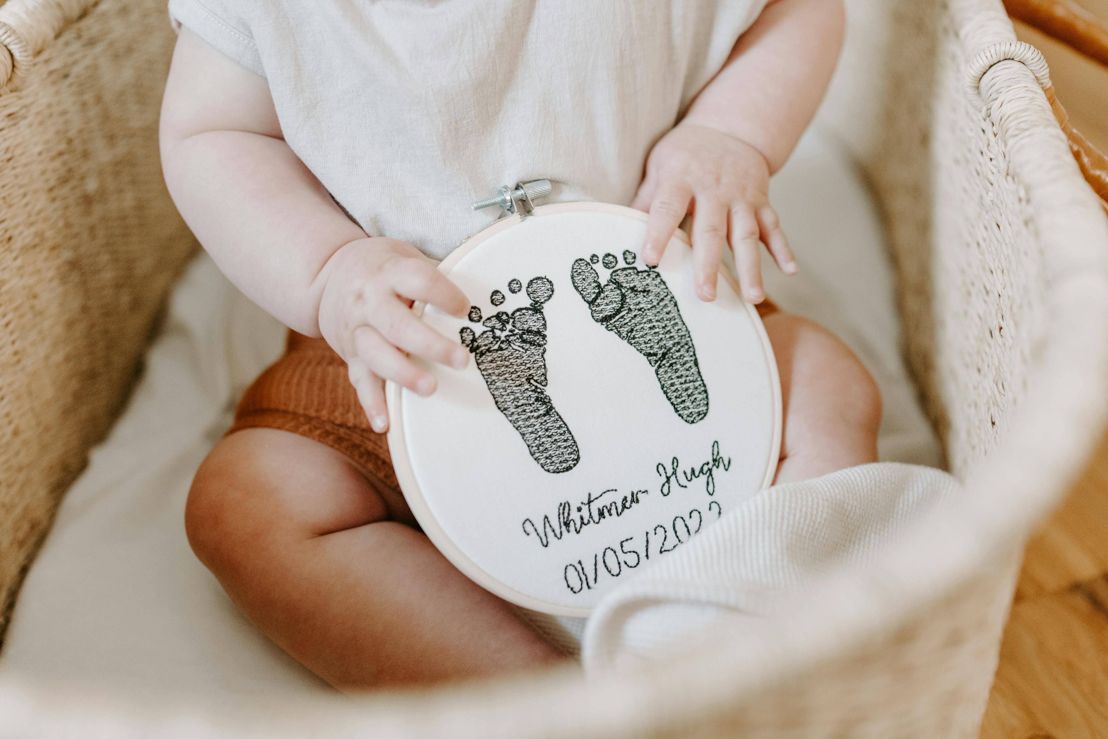 Custom embroidered baby feet