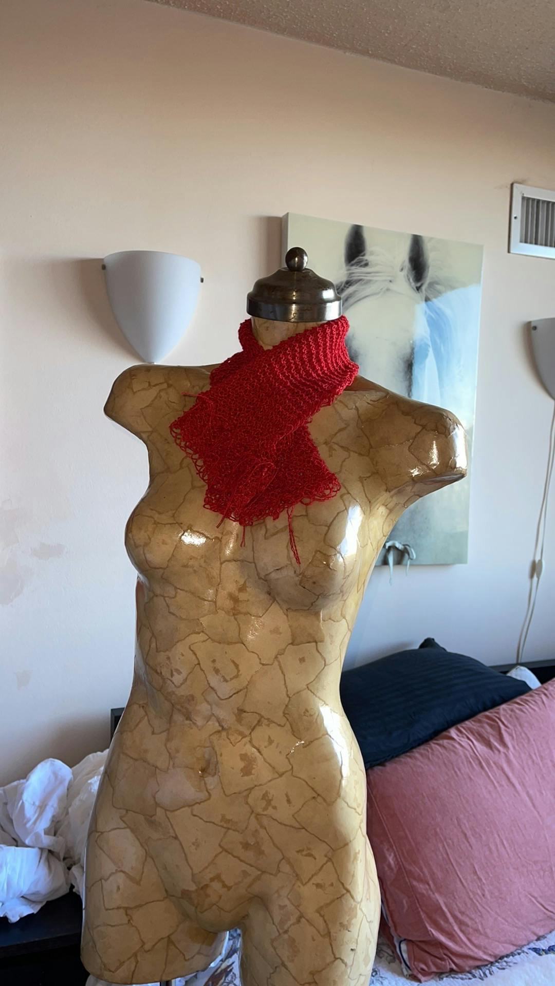 Hand designed handmade cotton knit mini scarf 