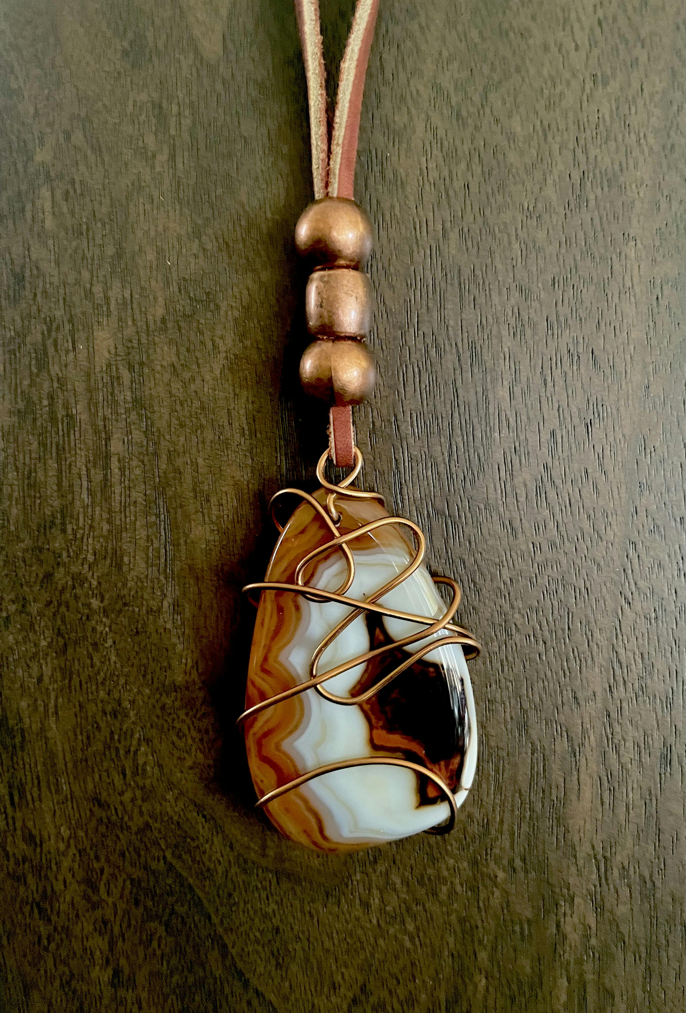 Brown Multi-Colored Agate Stone Necklace