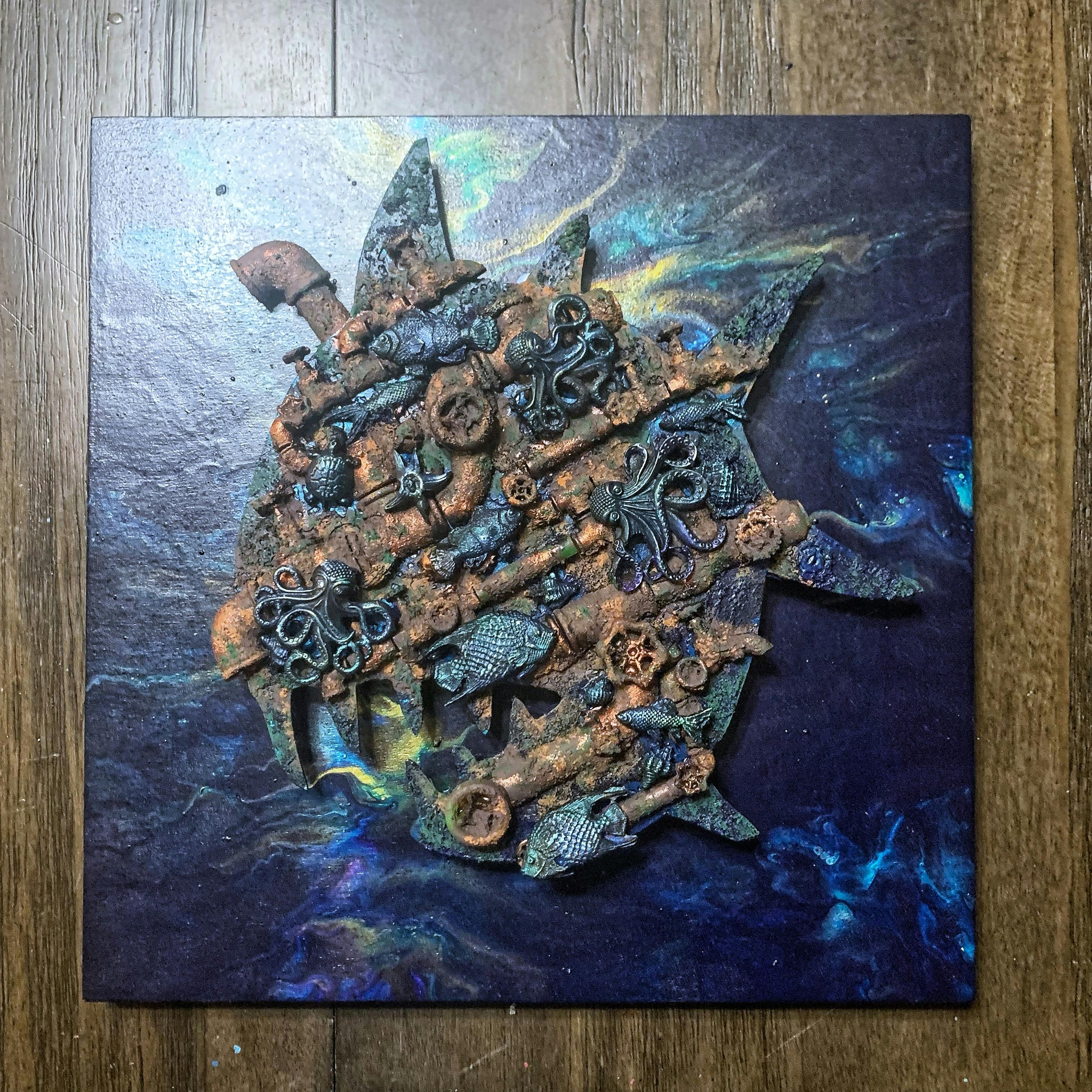 Steampunk submarine - mixed media art
