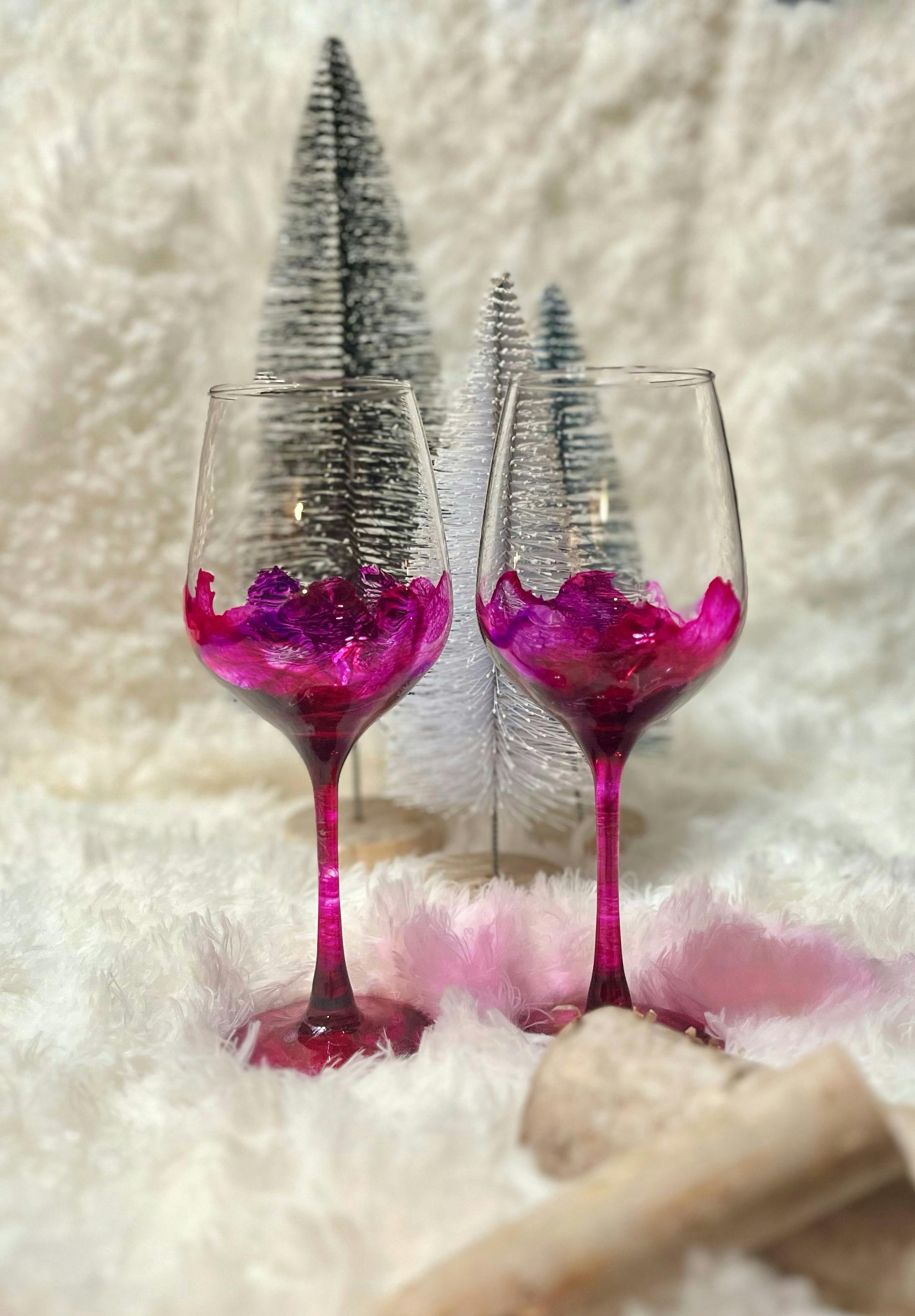 Pink wine goblets | wine glasses 