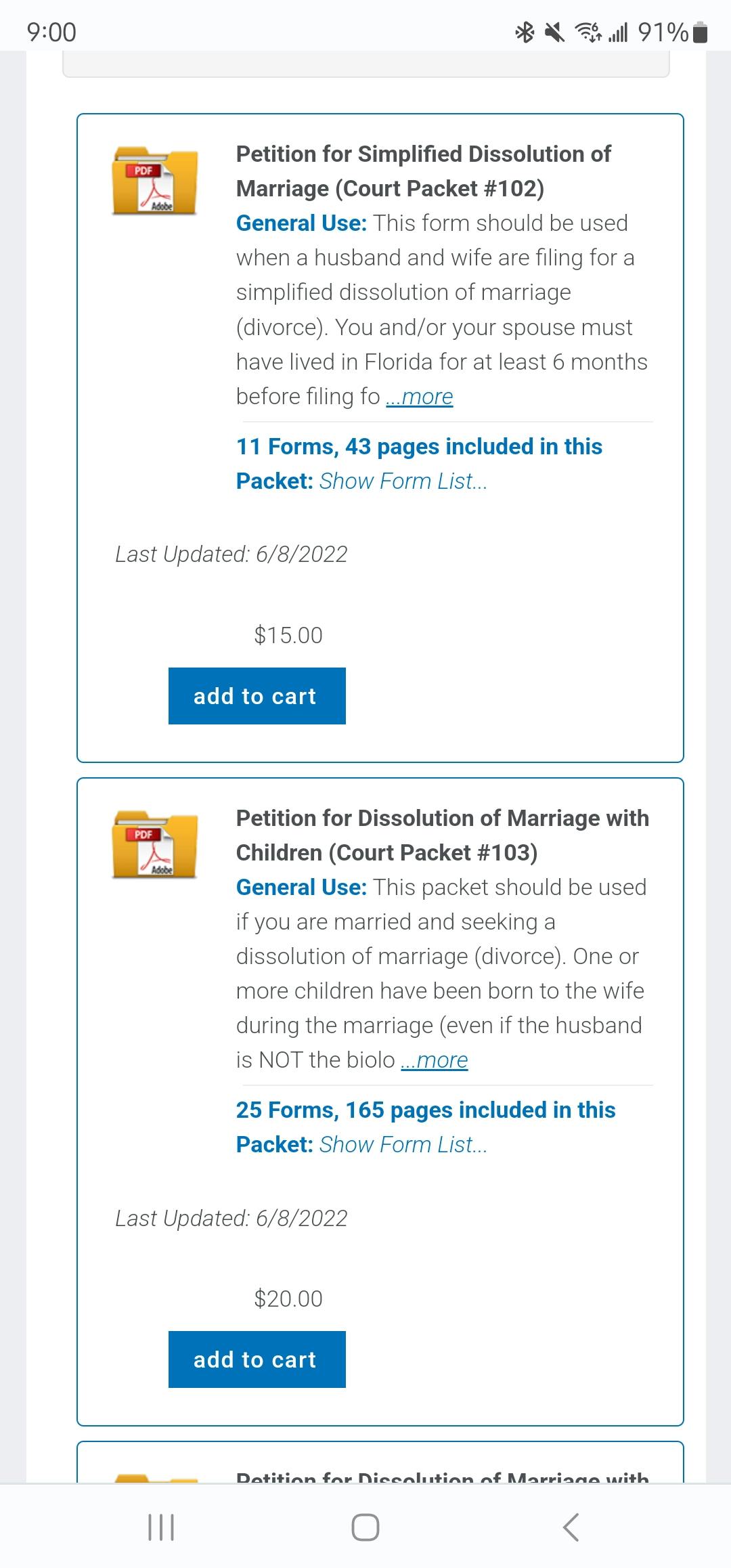 Divorce Documents