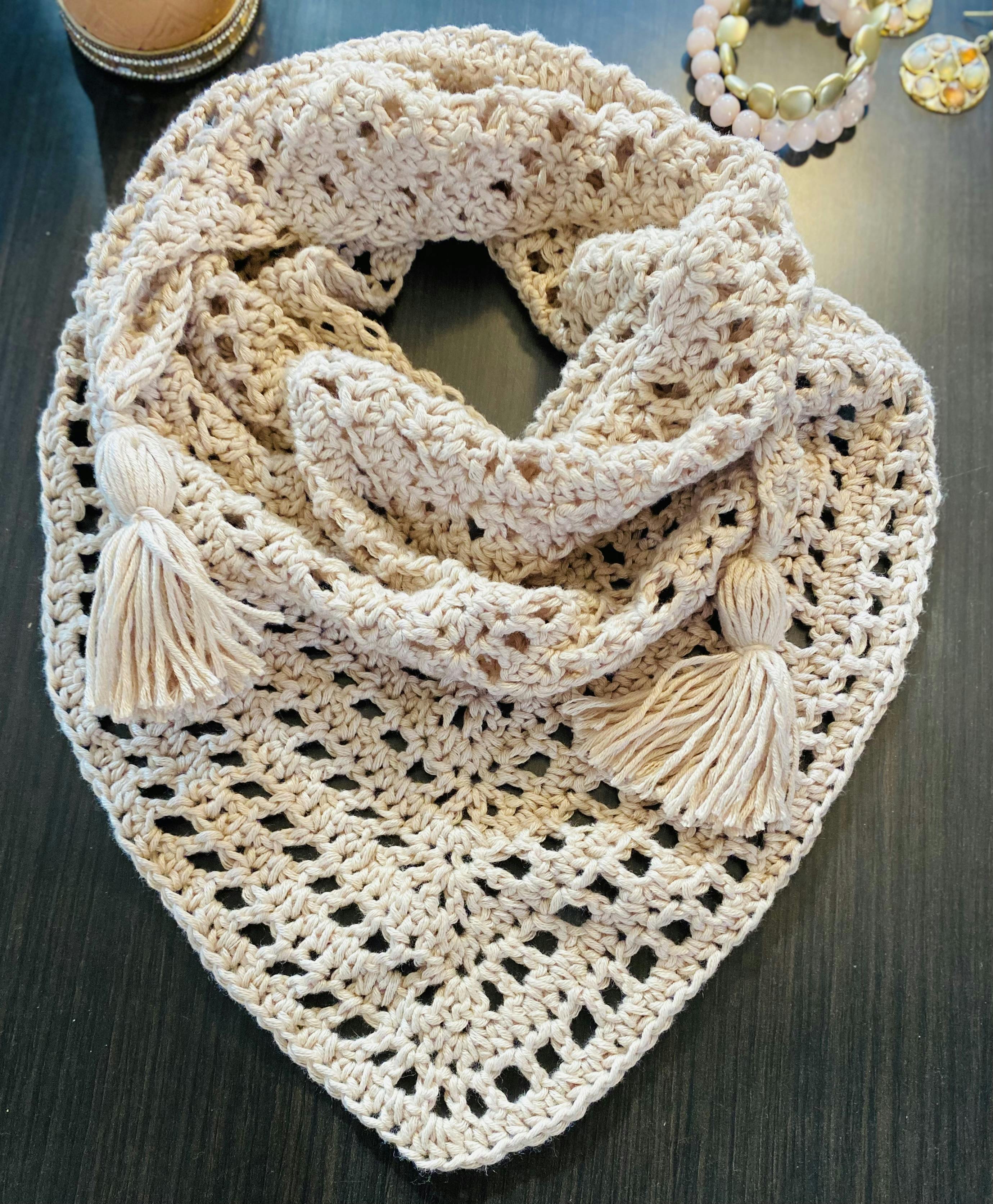 Crochet Boho Triangle Scarf - Mother’s Day Gift 
