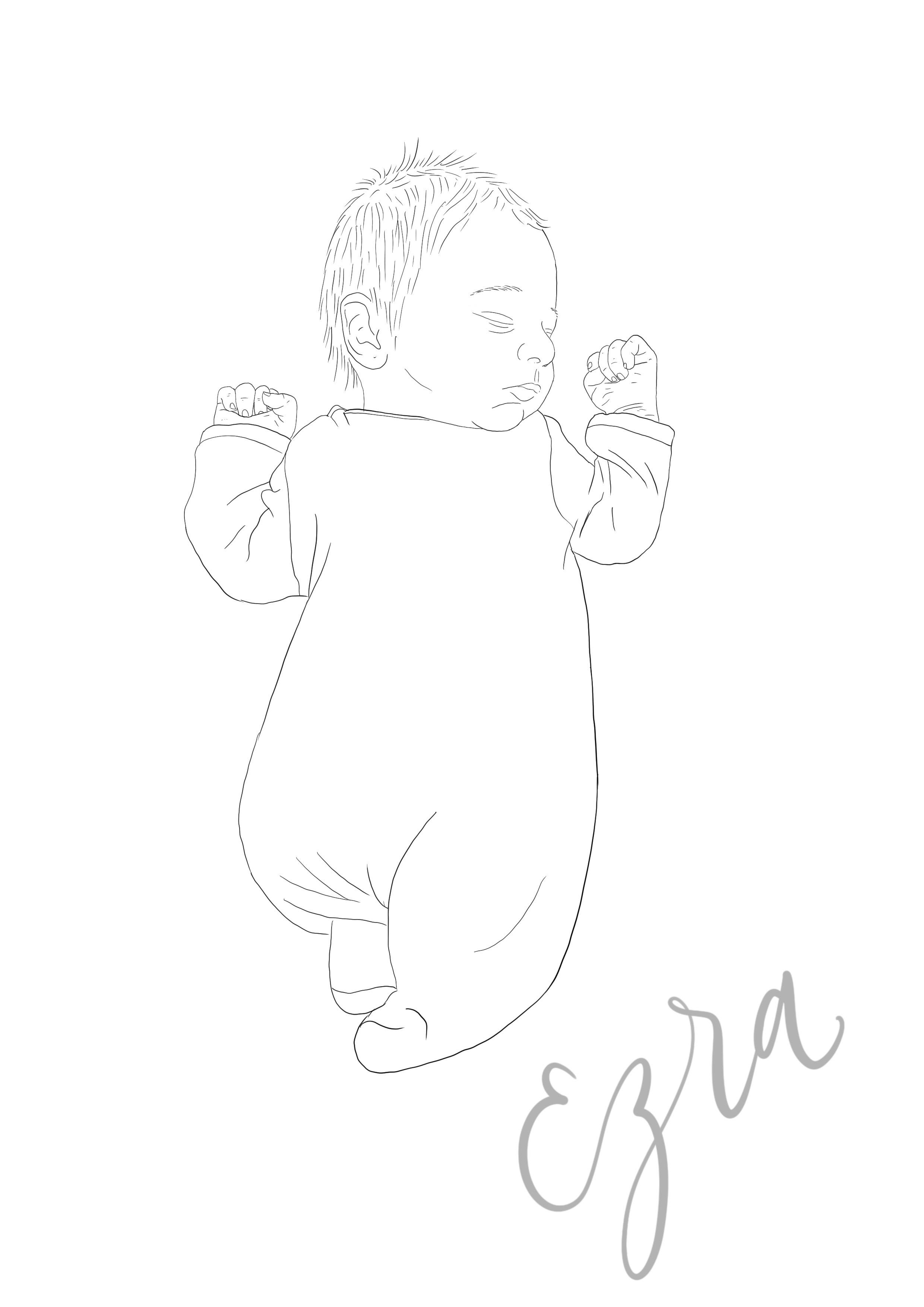 Custom Baby Illustration, minimalist portrait