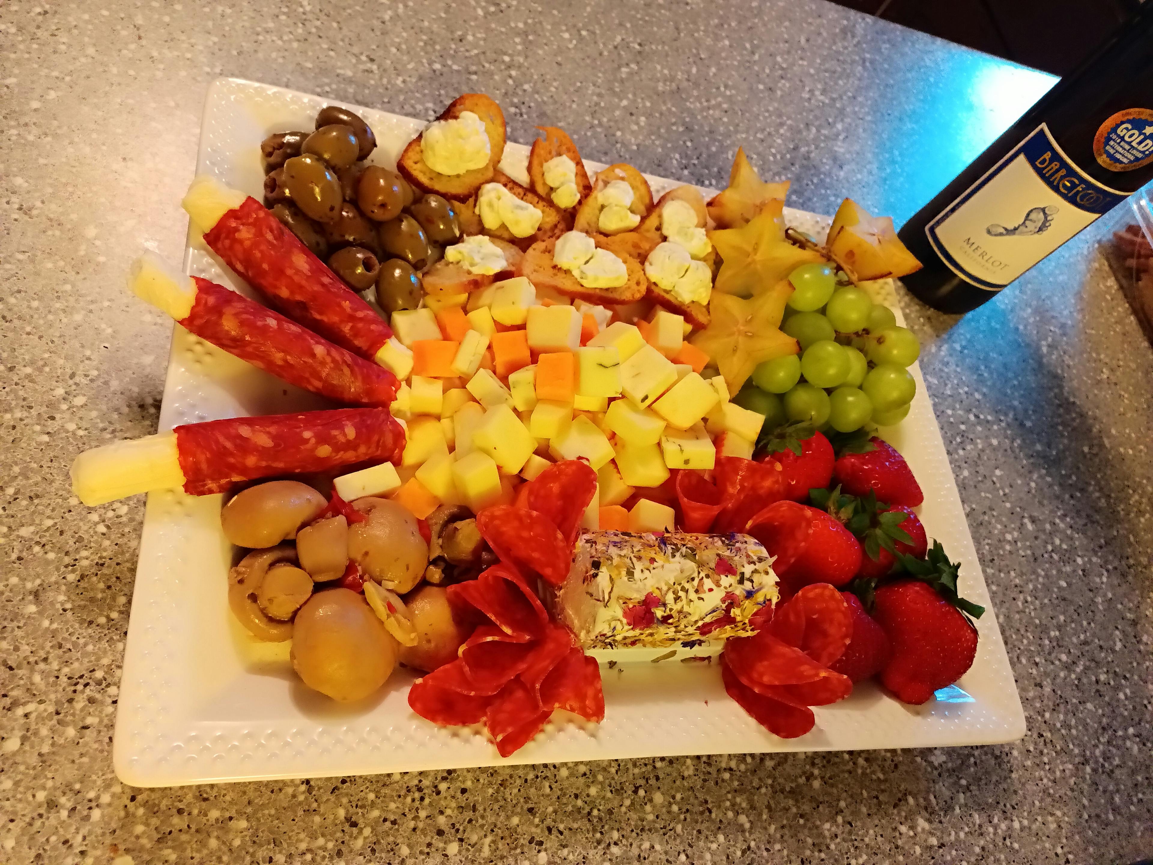 Charcuterie boards and fruit plates