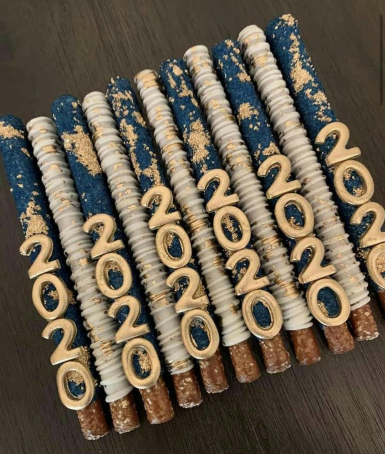 One dozen Graduation chocolate covered pretzels 