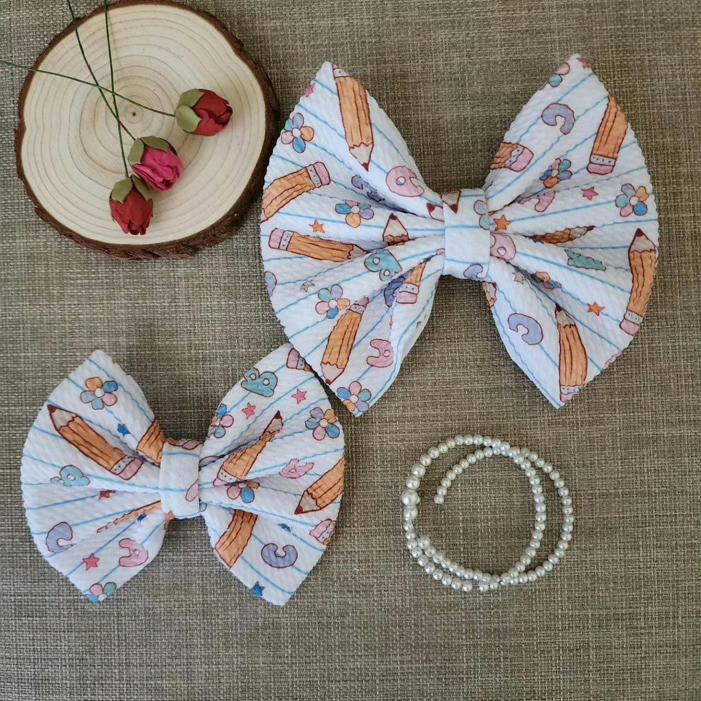 School Bows with Nylon or Clip in Various Sizes