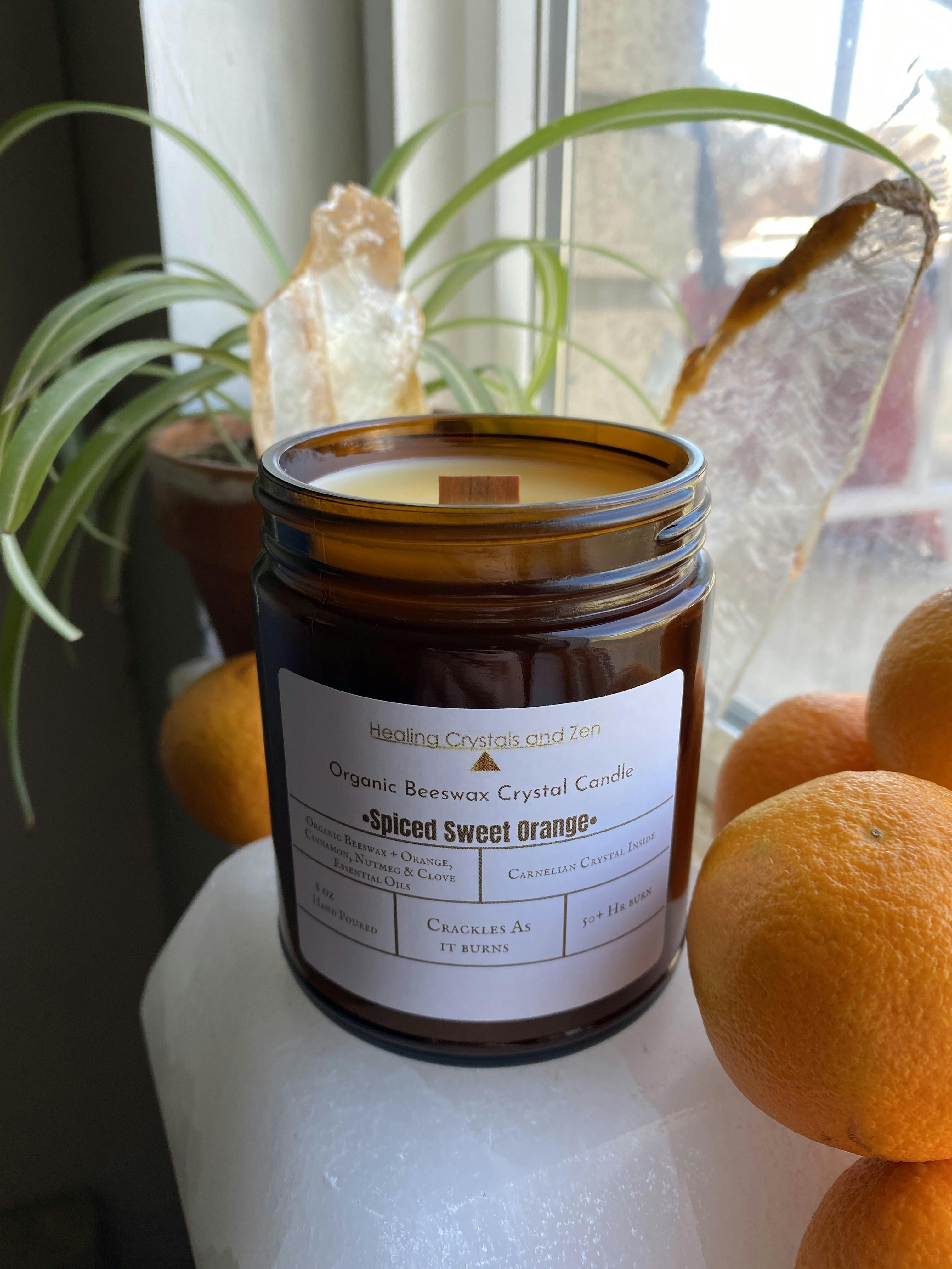 Crystal Candle ~ Spiced Sweet Orange & Carnelian 