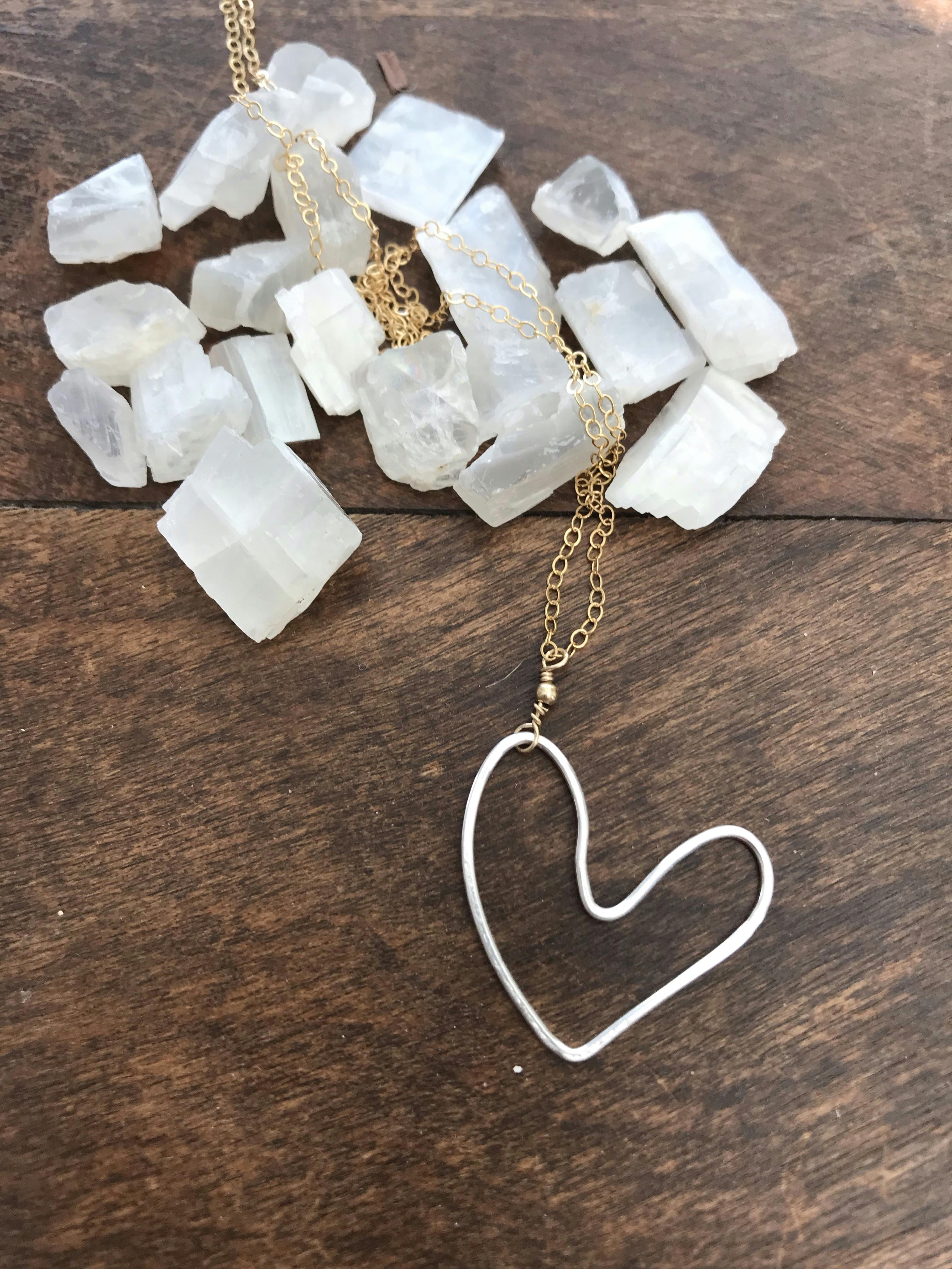 Large hand formed heart necklace 